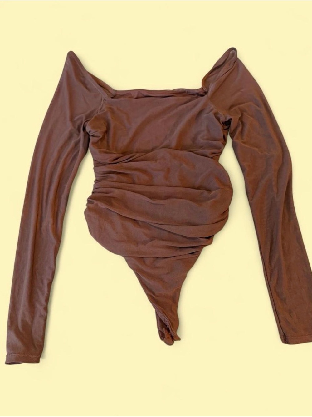 Mesh Long Sleeve Brown Bodysuit